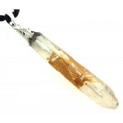 Clear Quartz Carved Electroplated Pendant 03